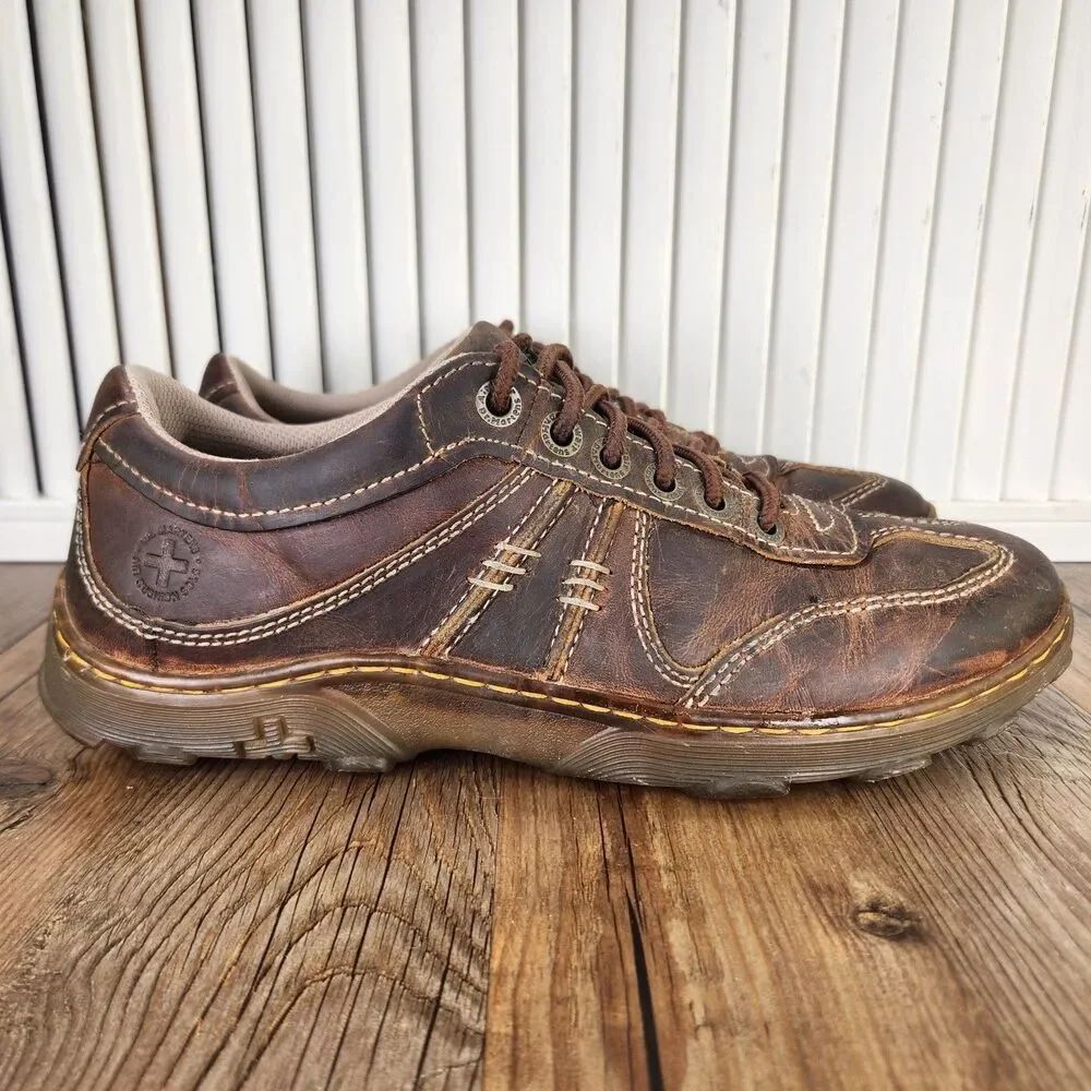Dr Martens Kurt Sneakers Mens Sz 9 Brown Distressed Leather Lace Up Casual Shoes